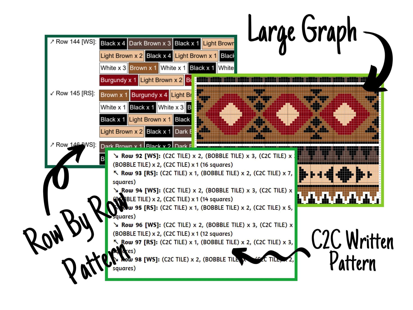Aztec Tribal Pattern Graph and Pattern C2C & Tapestry Crochet - C2C Aztec Graphgan - Aztec Crochet Bohemian Blanket - C2C Boho Aztec Blanket