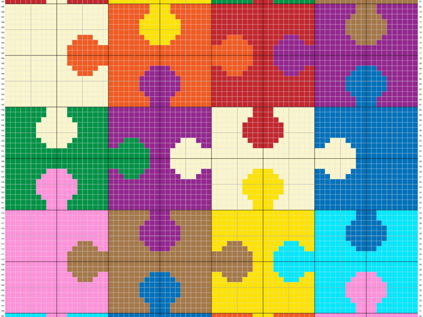 Jigsaw Puzzle Pattern Graph and Pattern C2C & Tapestry Crochet - C2C Rainbow Puzzle Graphgan - C2C Crochet Puzzle Blanket Baby Shower Gifts