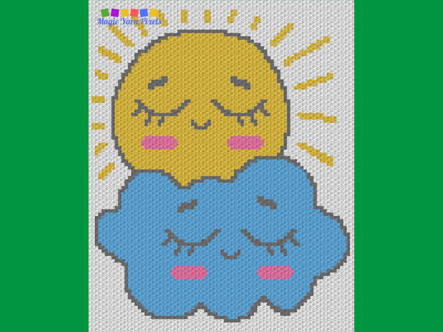 Sunny Cloudy Day Graph and Pattern C2C & Tapestry Crochet- Sun And Cloud Print C2C Graphgan Crochet Sun Blanket- C2C Cloud Blanket Gift Baby
