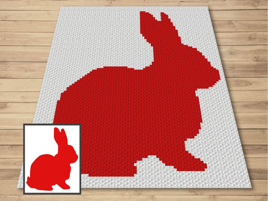 Zodiac Lucky Rabbit Silhouette Graph and Pattern C2C & Tapestry Crochet - Crochet Bunny Blankets - Chinese Rabbit Graphgan C2C Blanket Gifts