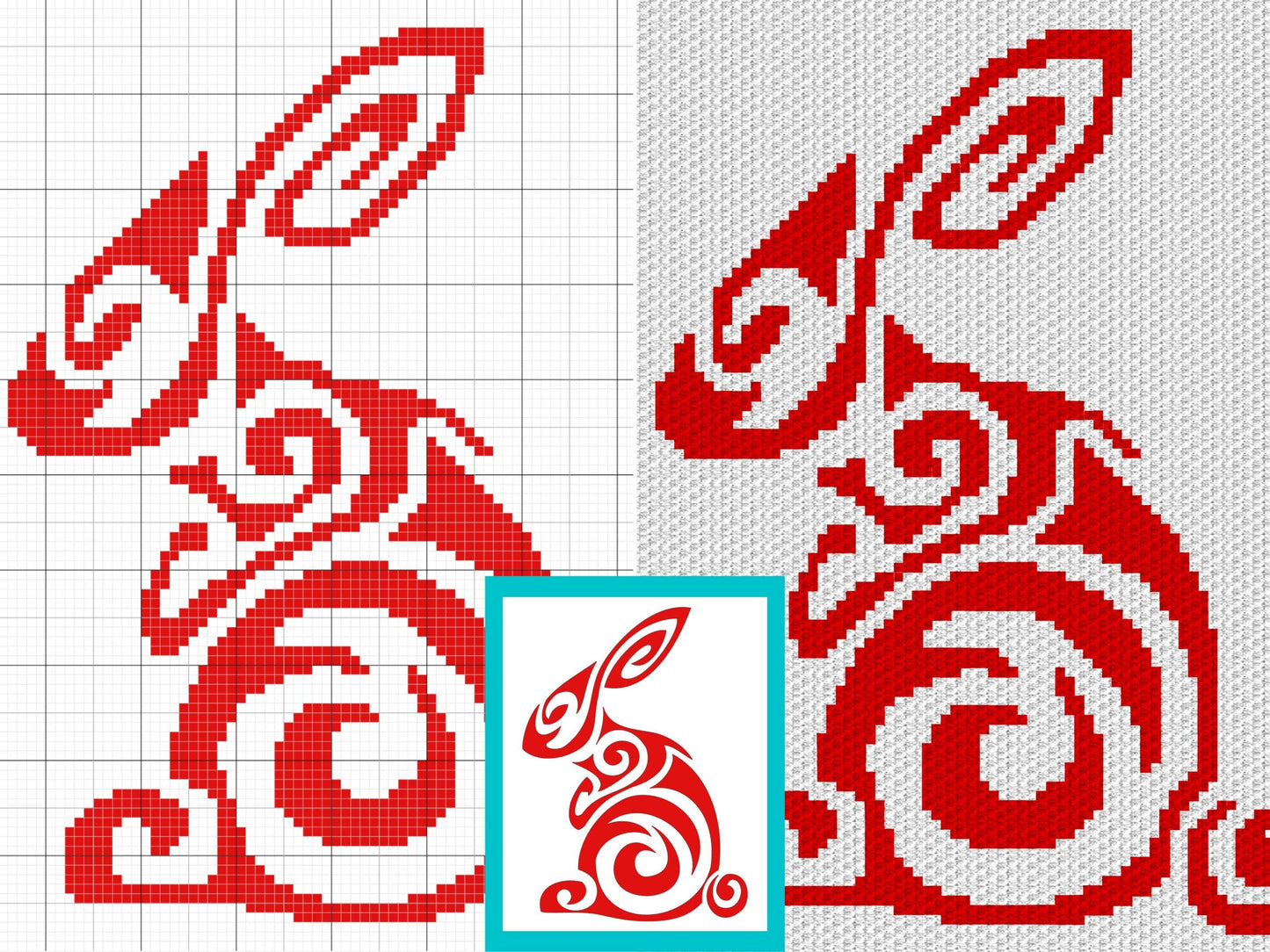 Chinese Zodiac Rabbit Graph and Pattern C2C & Tapestry Crochet - Bunny C2C Graphgan Crochet Rabbit Blanket - Chinese Rabbit C2C Blanket Baby