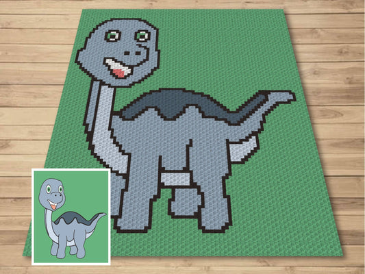 Happy Baby Dino Graph and Pattern C2C & Tapestry Crochet - C2C Baby Dinosaur Graphgan Crochet Dino Blanket - C2C Dinosaur Blanket Baby Gifts