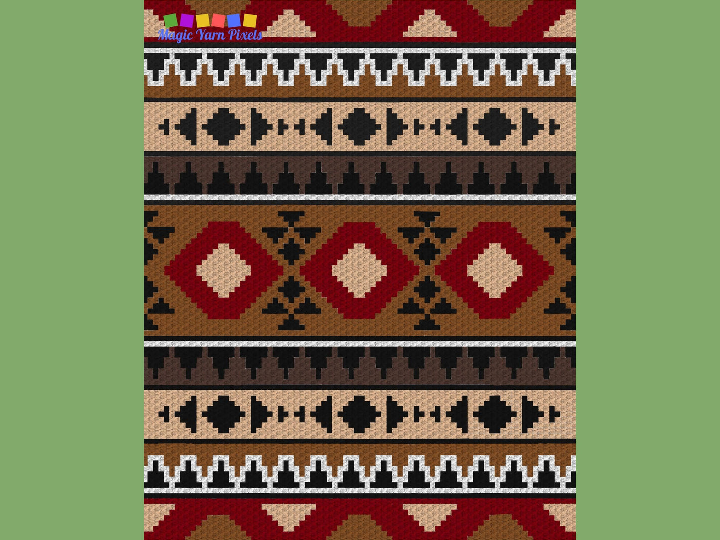 Aztec Tribal Pattern Graph and Pattern C2C & Tapestry Crochet - C2C Aztec Graphgan - Aztec Crochet Bohemian Blanket - C2C Boho Aztec Blanket