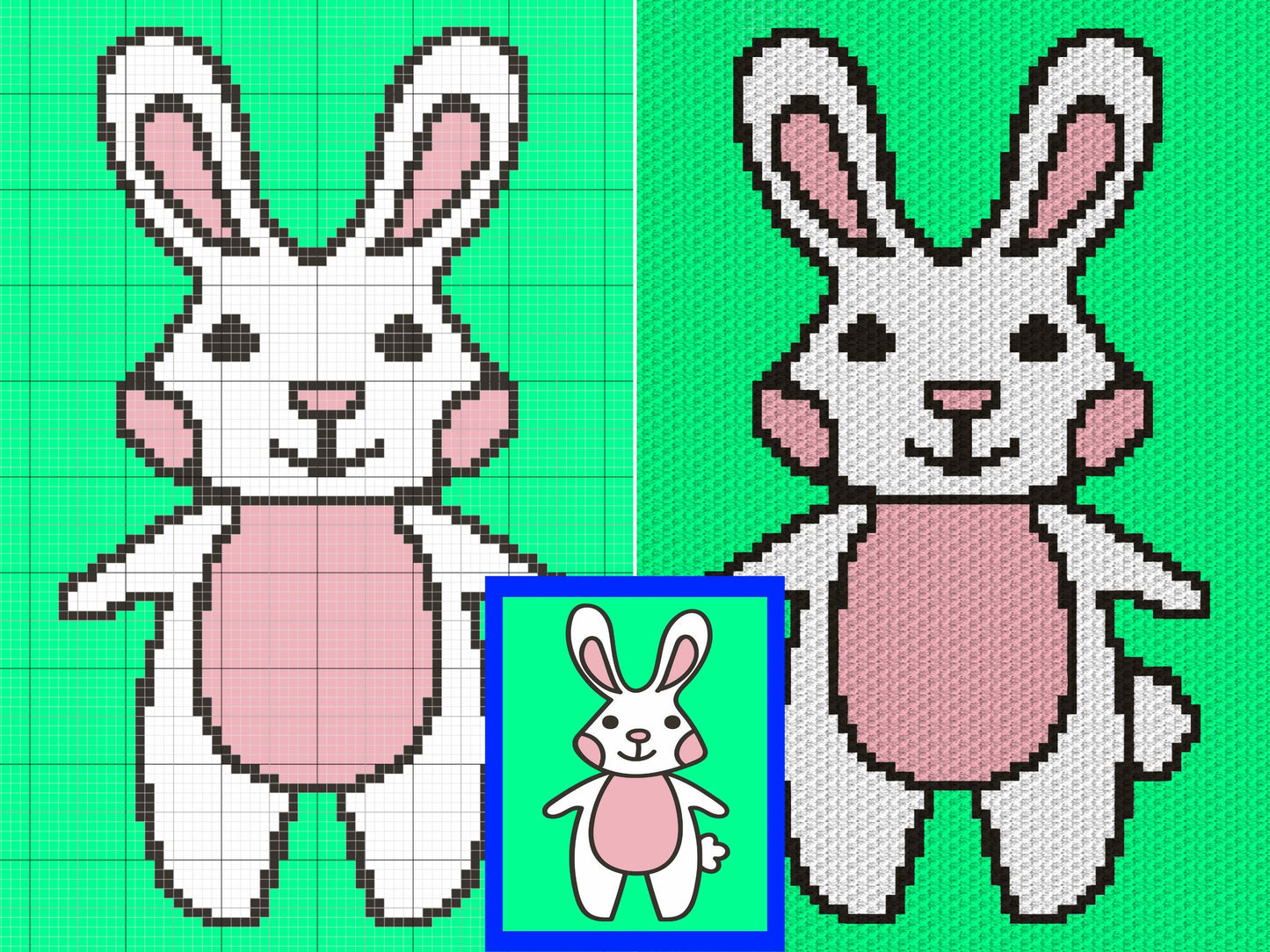 Spring Bunny Graph and Pattern C2C & Tapestry Crochet - Bunny Graphgan - Crochet Rabbit Easter Blanket - C2C Bunny Blanket Baby Shower Gifts