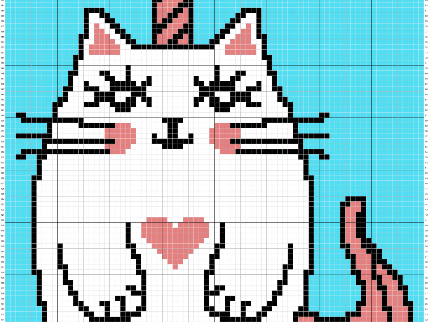 Kawaii Cat Unicorn Graph and Pattern C2C & Tapestry Crochet - Cat Graphgan - C2C Crochet Unicorn Blanket - C2C Unicorn Cat Baby Blanket Gift