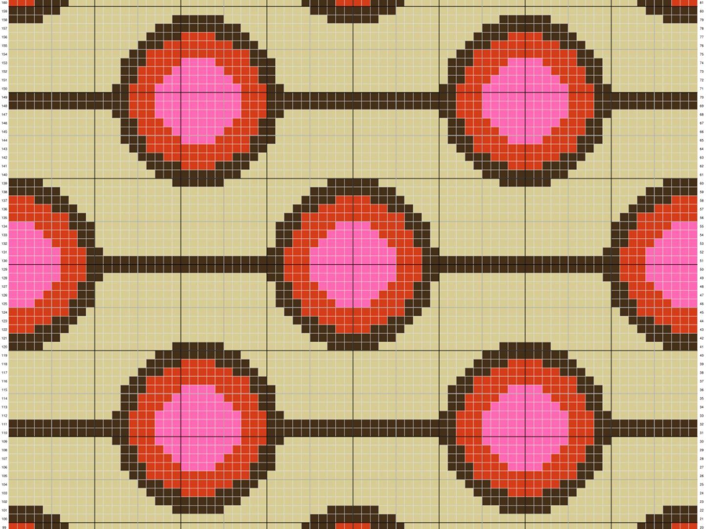Retro Circles Print Graph and Pattern C2C & Tapestry Crochet - Nostalgia Pattern Graphgan C2C Retro Blanket - C2C Retro Circle Blanket Gifts