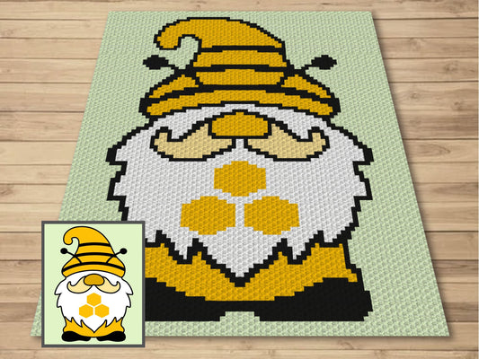 Bee Gnome Graph and Pattern C2C & Tapestry Crochet - Gnome C2C Graphgan Crochet Gnome Blanket - C2C Spring Easter Bee Baby Blanket Gift Idea