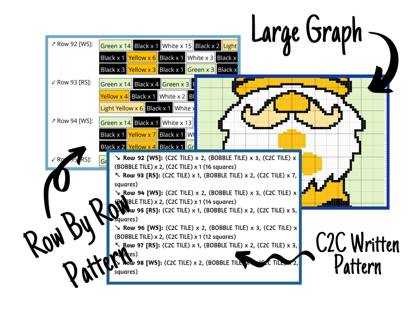 Bee Gnome Graph and Pattern C2C & Tapestry Crochet - Gnome C2C Graphgan Crochet Gnome Blanket - C2C Spring Easter Bee Baby Blanket Gift Idea