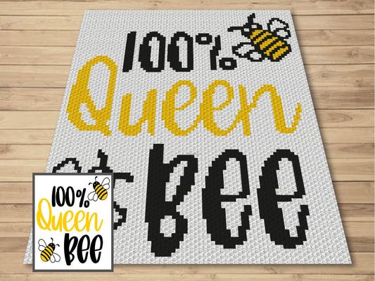 Queen Bee Graph and Pattern C2C & Tapestry Crochet - Crochet Bee Graphgan - Crochet Queen Bee Blankets - C2C Bee Crochet Blanket Gifts Ideas