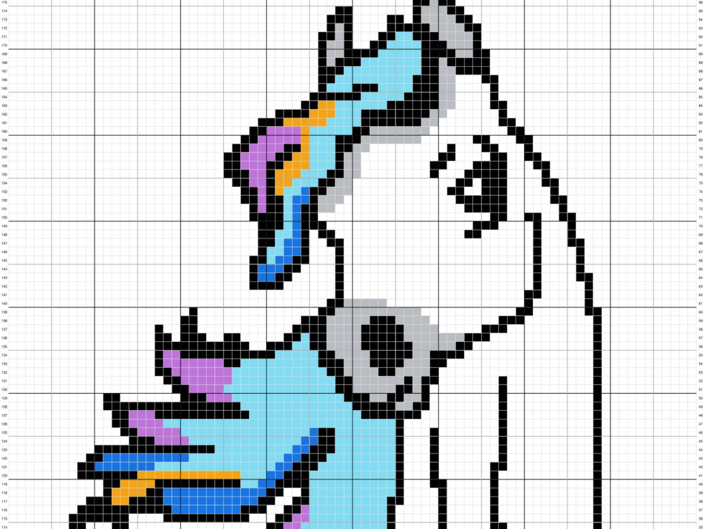 Horse With Rainbow Mane Graph + Written Pattern For C2C & Tapestry Crochet - Horses C2C Graphgan Rainbow Pride Baby Blanket Gift C2C Horses