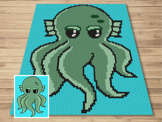 Octopus Kraken Graph + Written Pattern For C2C & Tapestry Crochet - Kraken C2C Graphgan - Crochet Kraken Blanket - Baby Blankets C2C Octopus