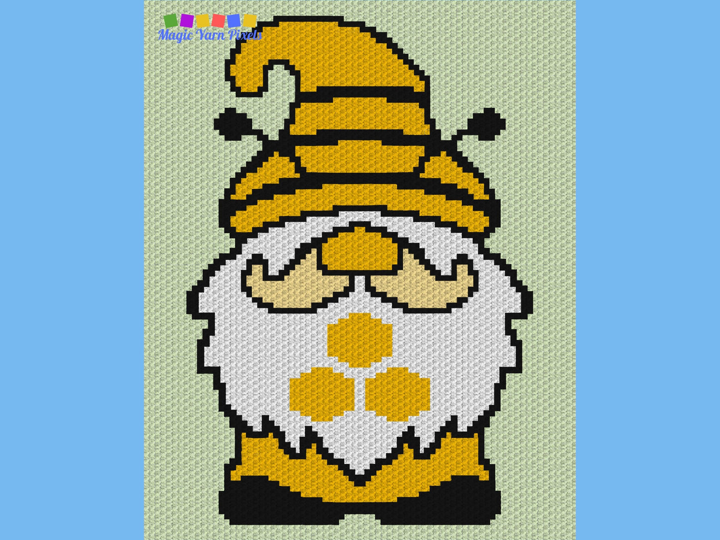 Bee Gnome Graph and Pattern C2C & Tapestry Crochet - Gnome C2C Graphgan Crochet Gnome Blanket - C2C Spring Easter Bee Baby Blanket Gift Idea