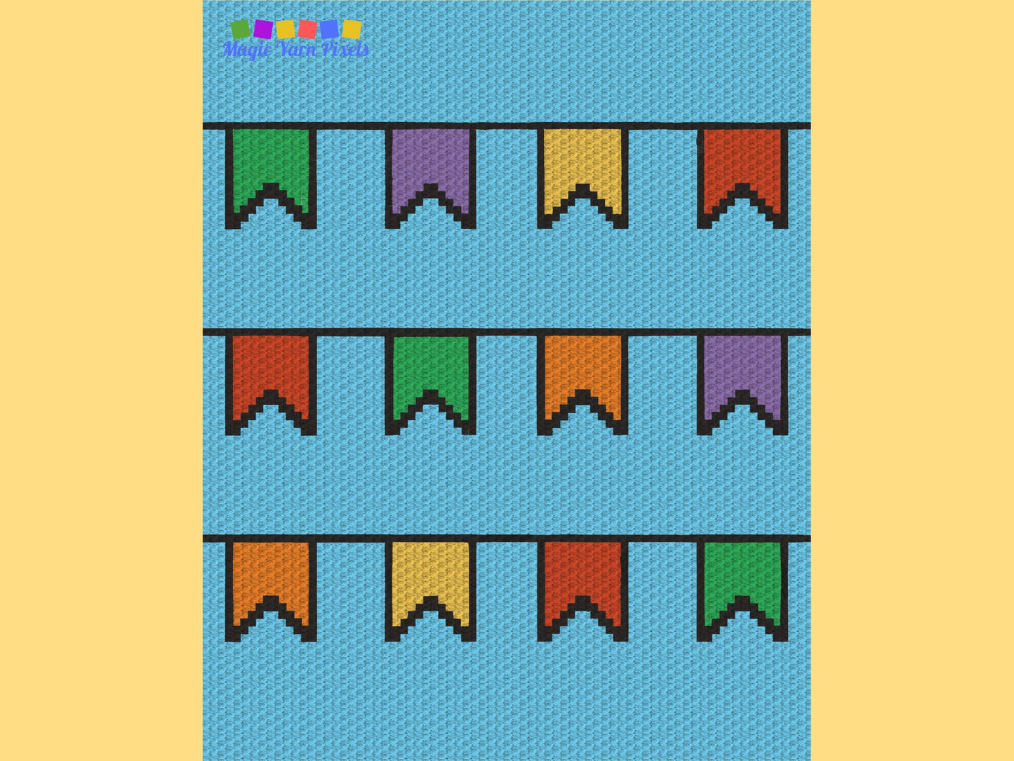 Party Bunting Graph and Pattern C2C & Tapestry Crochet - C2C Graphgan Birthday Crochet Blanket - C2C Birthday Party Baby Gift - Party Decors