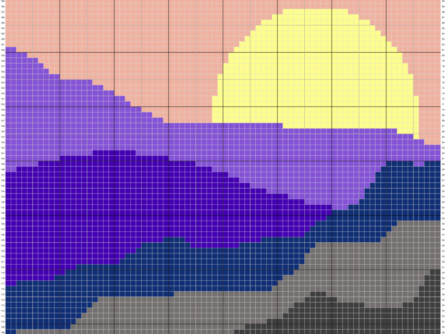Mountain Sunset Graph and Pattern C2C & Tapestry Crochet - Boho Sunset C2C Graphgan Crochet Mountains Blanket - C2C Boho Baby Blankets Gifts