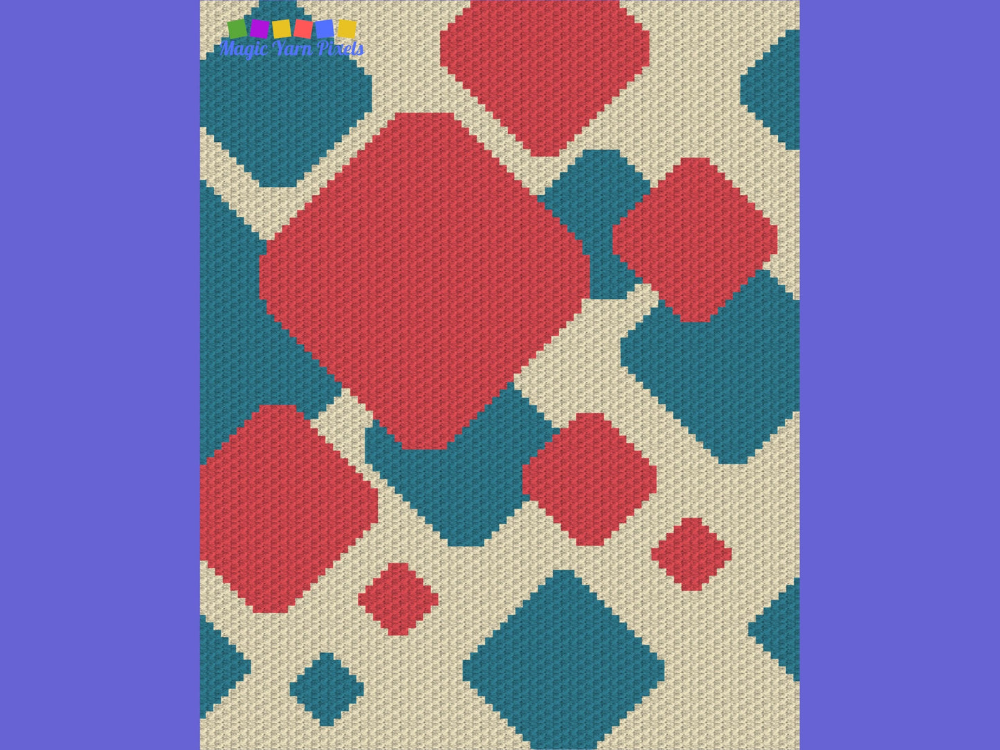 Retro Squares Print Graph and Pattern C2C & Tapestry Crochet - Nostalgia Pattern Graphgan C2C Retro Blanket - C2C Retro Square Blanket Gifts