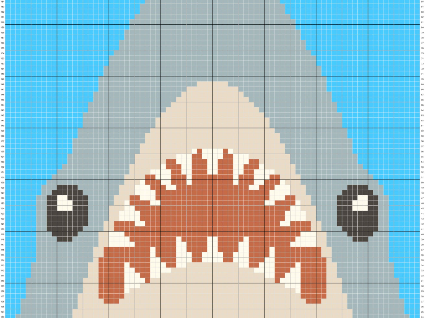 Baby Shark Head Graph and Pattern C2C & Tapestry Crochet - Sea Fish Shark Graphgan - Shark Crochet Blanket - C2C Shark Blanket Gifts Baby