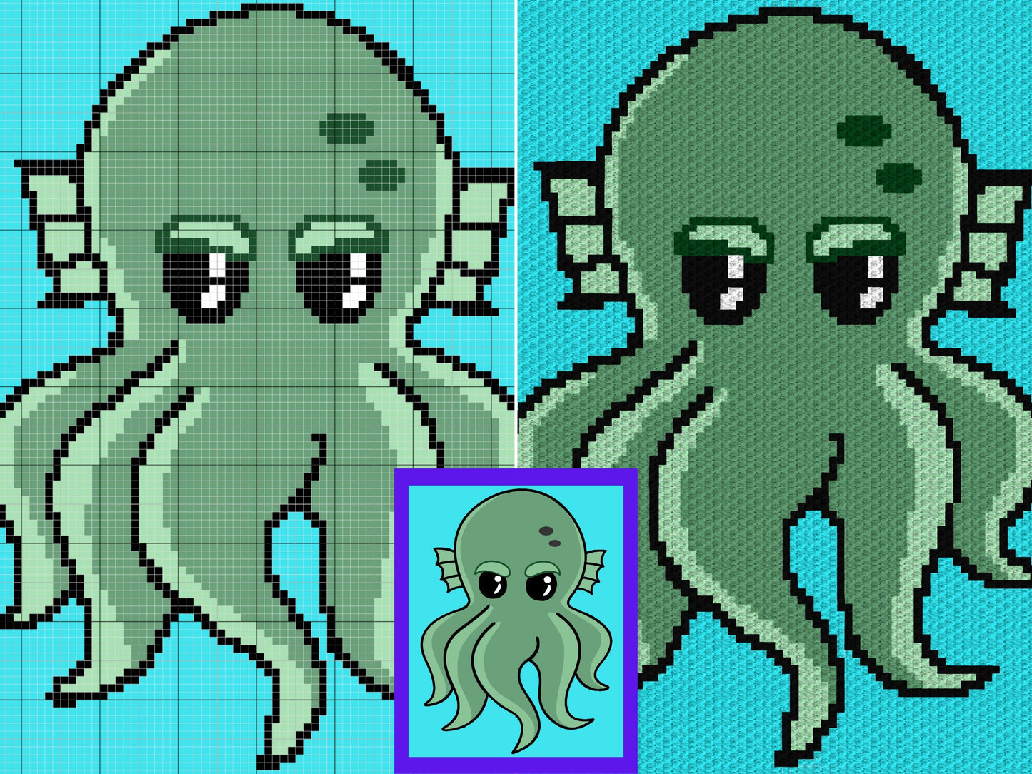 Octopus Kraken Graph + Written Pattern For C2C & Tapestry Crochet - Kraken C2C Graphgan - Crochet Kraken Blanket - Baby Blankets C2C Octopus