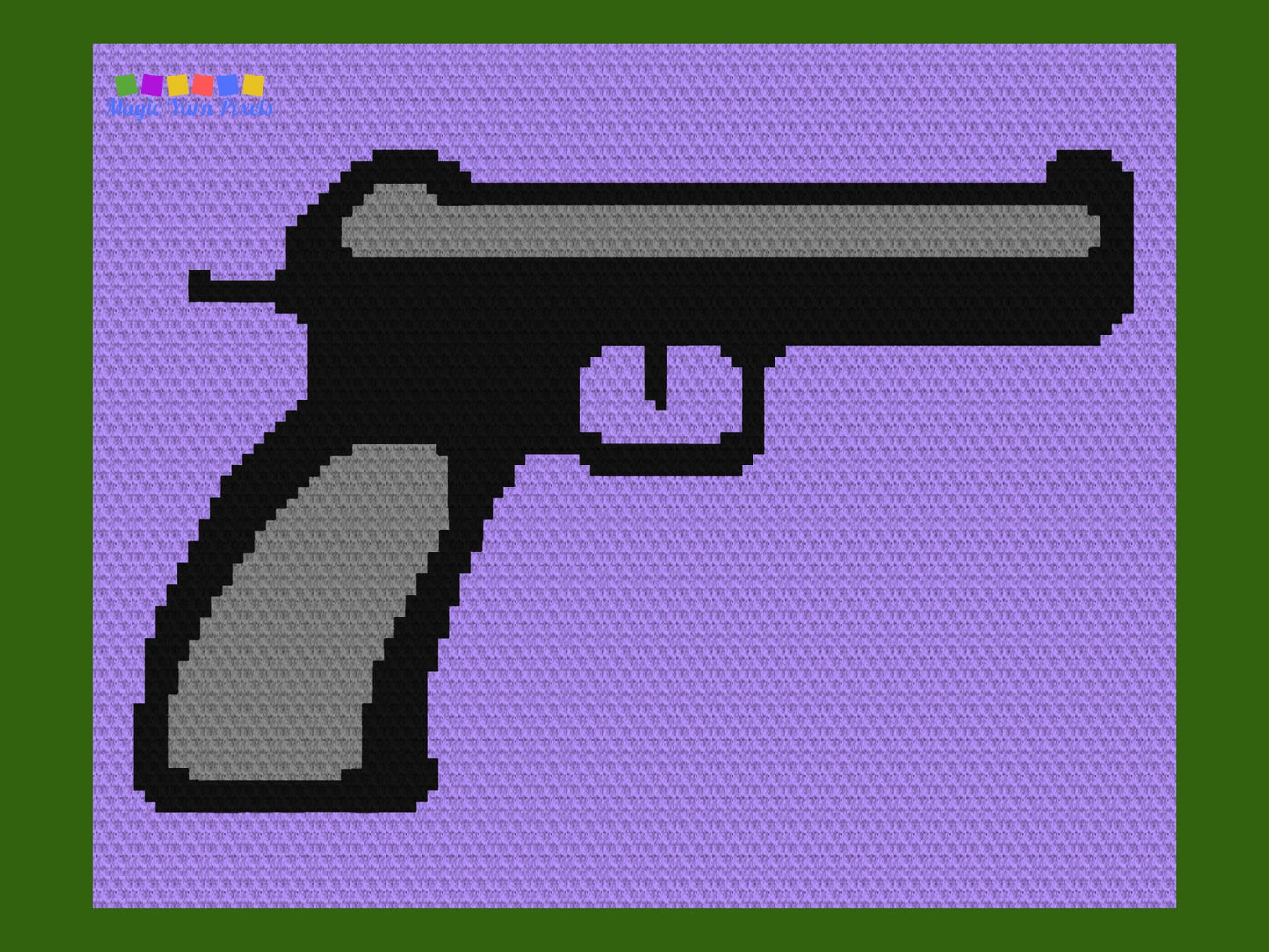 Pistol Graph and Pattern C2C & Tapestry Crochet - C2C Crochet Patterns C2C and Row By Row Color Block Patterns - Pistol C2C Crochet Designs