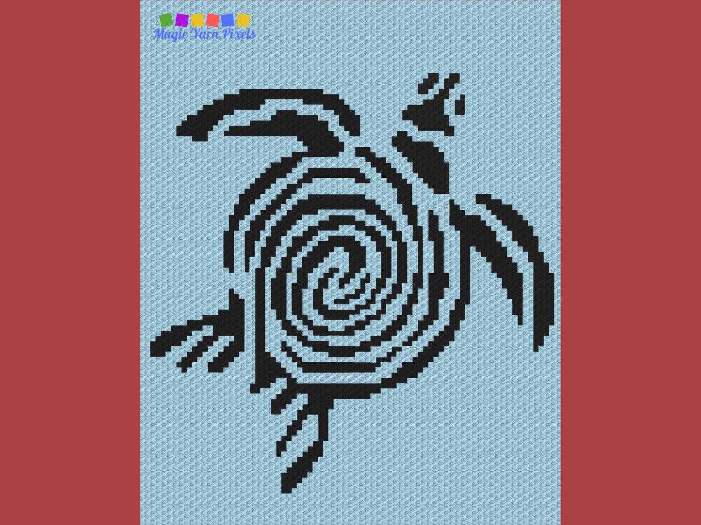Tribal Turtle Silhouette Graph and Pattern C2C & Tapestry Crochet - Turtle C2C Graphgans - Crochet Turtle Blankets - Crochet Sea Animals C2C