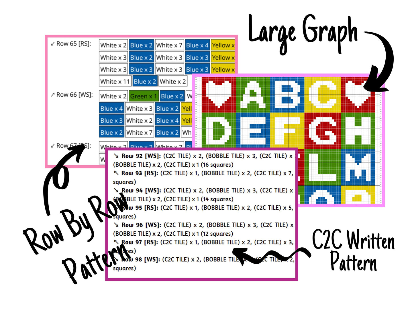 Alphabet Blocks Graph and Pattern C2C & Tapestry Crochet - C2C Crochet Alphabet Graphgan - C2C Alphabet Blanket Baby Shower Educational Baby