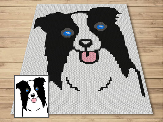 Border Collie Graph + Written Pattern For C2C & Tapestry Crochet - Crochet Border Collie C2C Graphs - Dog Crochet Blankets - C2C Dog Afghans