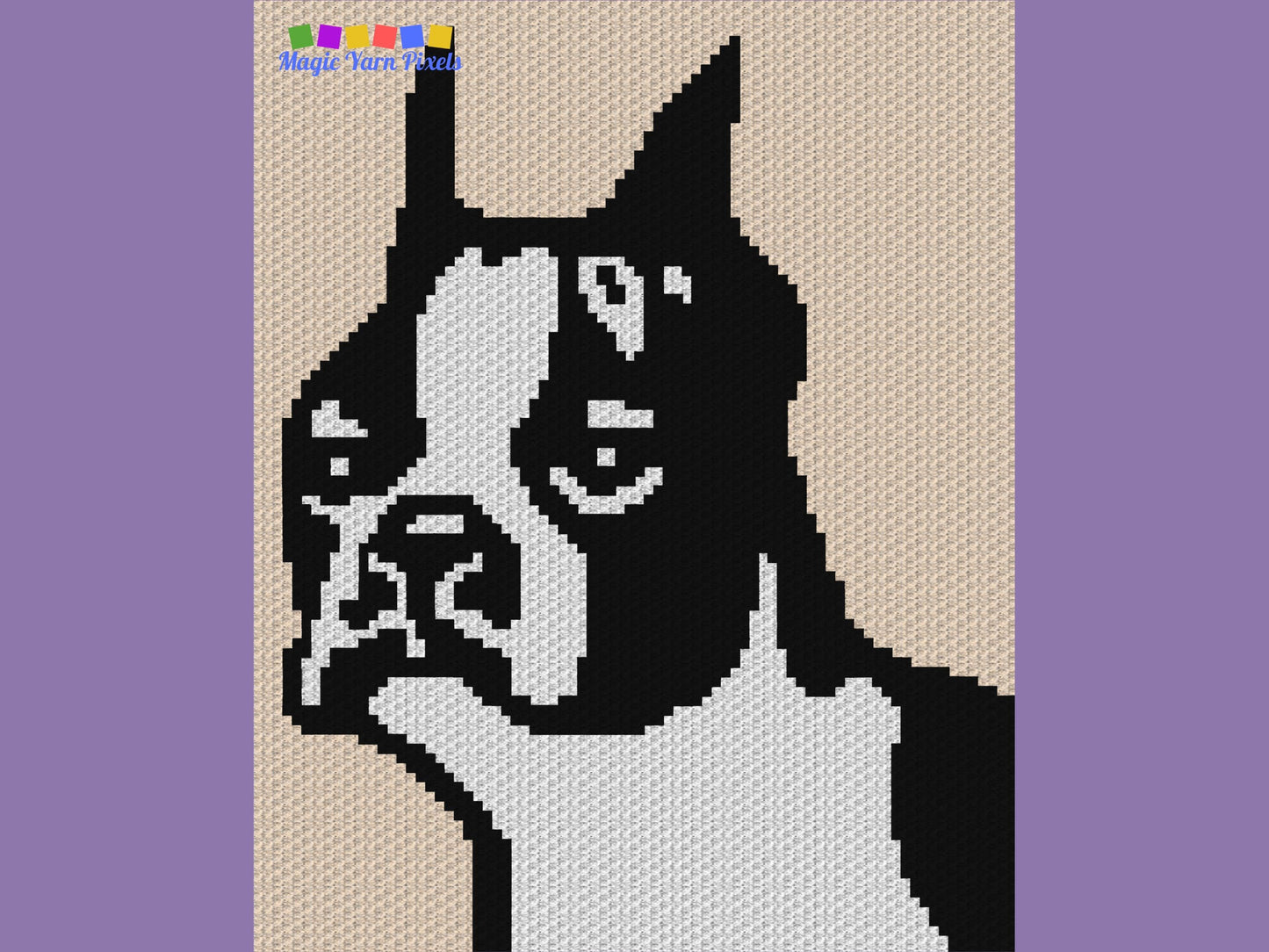 Boston Terrier Graph + Written Pattern For C2C & Tapestry Crochet - Crochet Boston Terrier Dog C2C Graphs - Crochet Dog Patterns - C2C Dogs