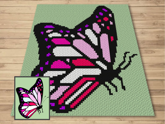 Colorful Butterfly Graph and Pattern C2C & Tapestry Crochet - Crochet Butterfly Graphgan - Crochet Summer Blanket  - C2C Butterfly Baby Gift