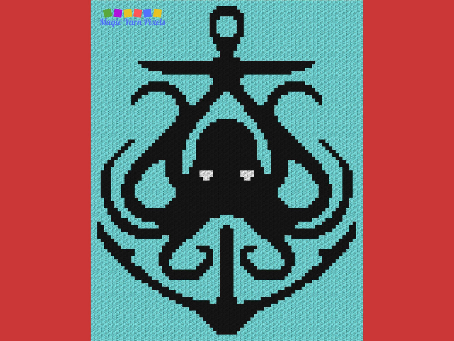 Octopus Anchor Silhouette Graph & Pattern C2C and Tapestry Crochet - Crochet Octopus Graphgan - Sea Lover Gift Crochet Blanket - C2C Octopus