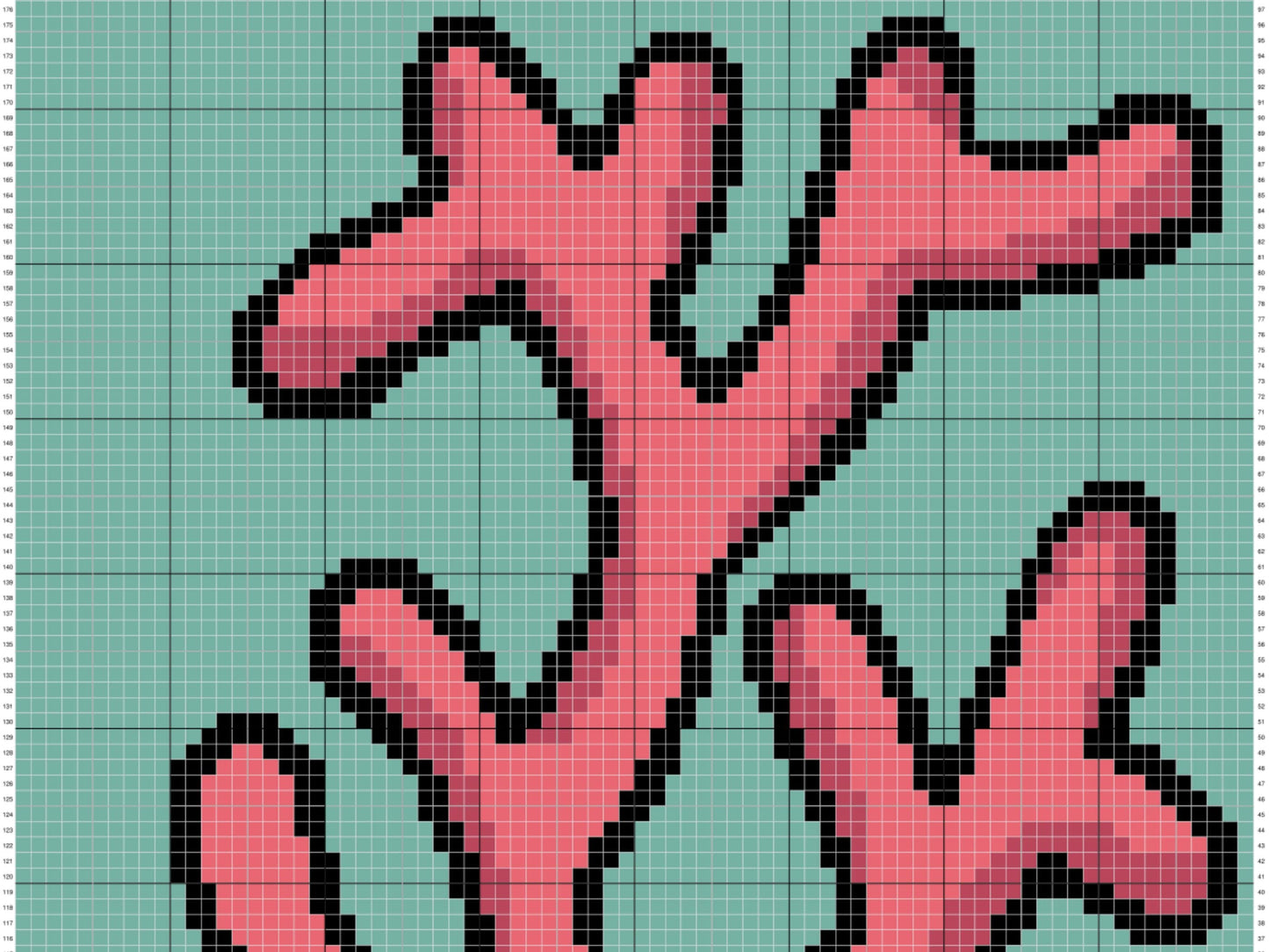 Marine Coral Graph + Written Pattern For C2C & Tapestry Crochet - Coral C2C Graphgans - Coral Crochet Blankets - Under The Sea Baby Blankets