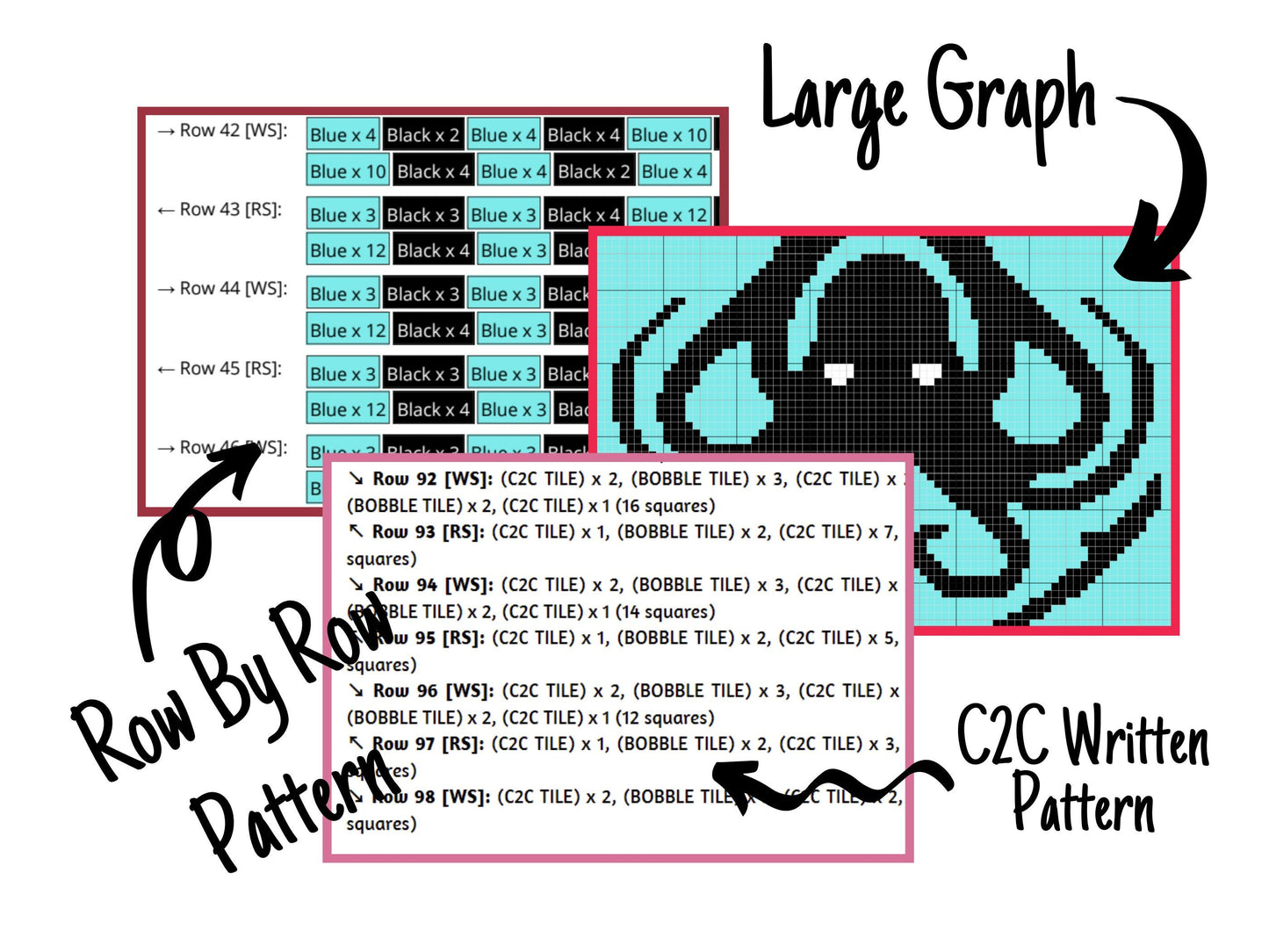 Octopus Anchor Silhouette Graph & Pattern C2C and Tapestry Crochet - Crochet Octopus Graphgan - Sea Lover Gift Crochet Blanket - C2C Octopus