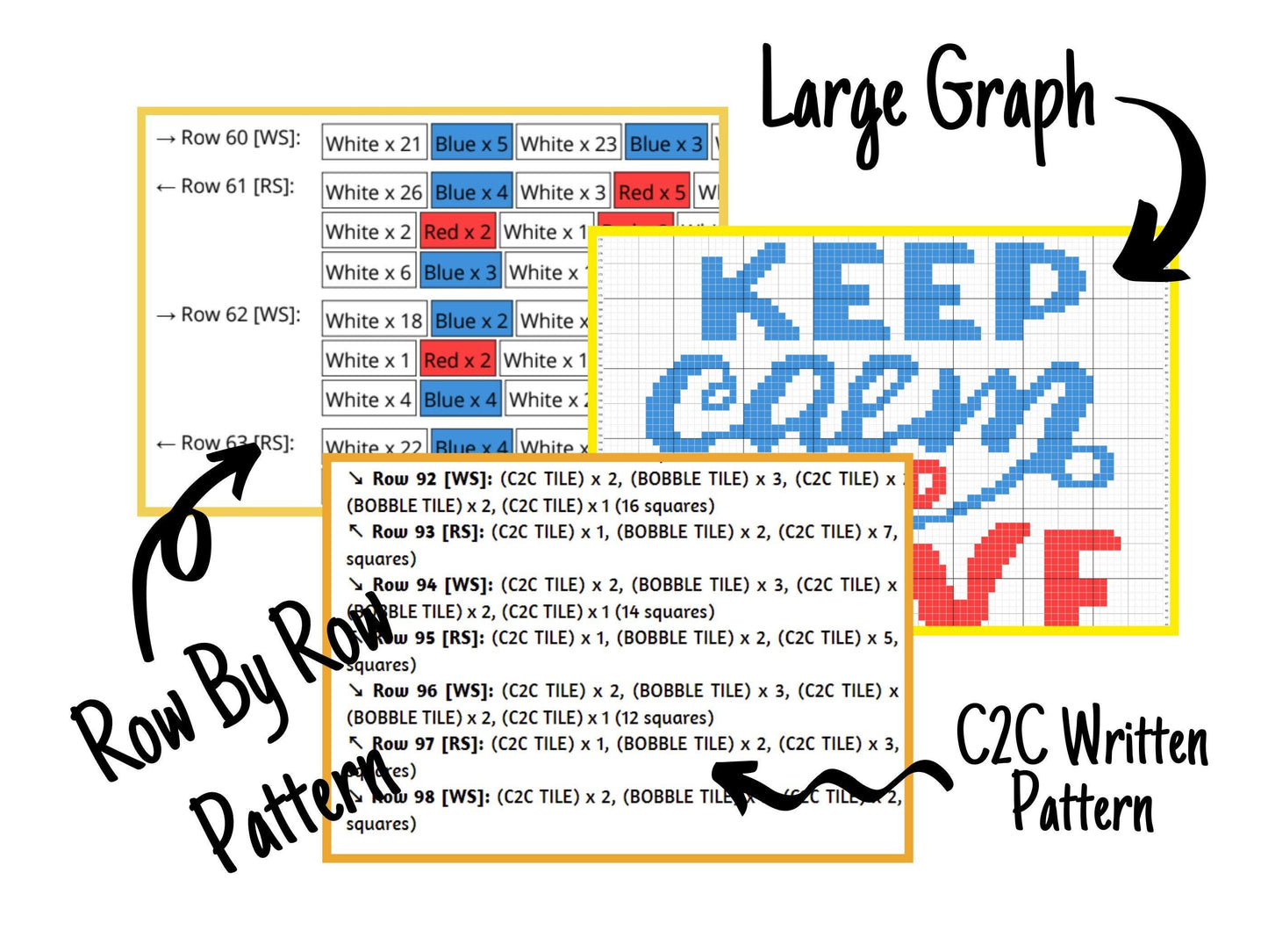 Keep Calm and Love Your Dog Graph Pattern C2C & Tapestry Crochet- Quote Graphgan - Dog Crochet Blanket- Dog Lovers Gifts C2C Message Blanket