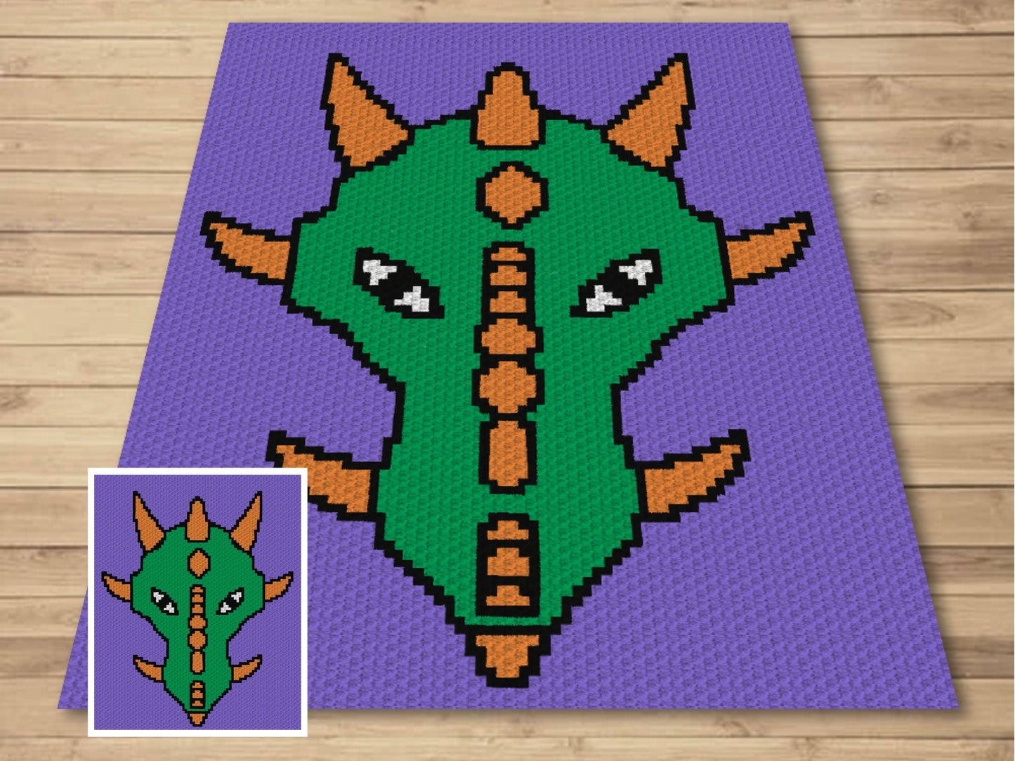Medieval Dragon Graph + Written Pattern For C2C Tapestry Crochet - Medieval C2C Crochet Pattern - Crochet Dragon Blanket - Chinese Blankets