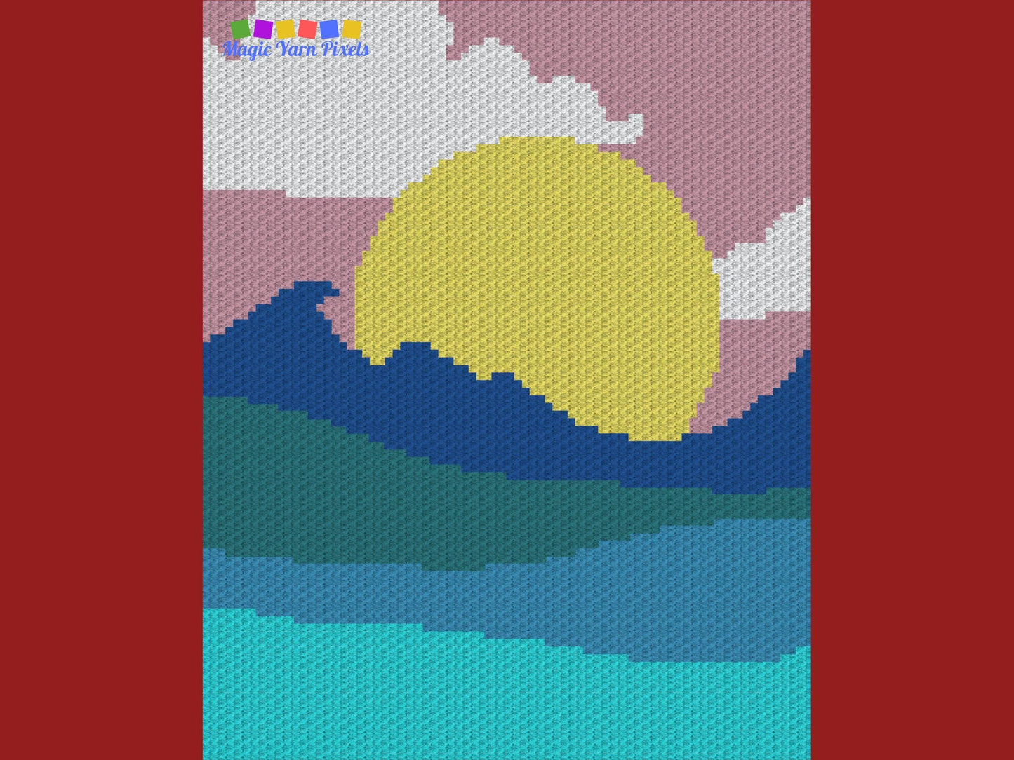 Moonrise Over The Ocean Graph and Pattern C2C Tapestry Crochet - Moonrise C2C Graphgan Crochet Moon Blanket - C2C Moonrise Baby Blanket Gift