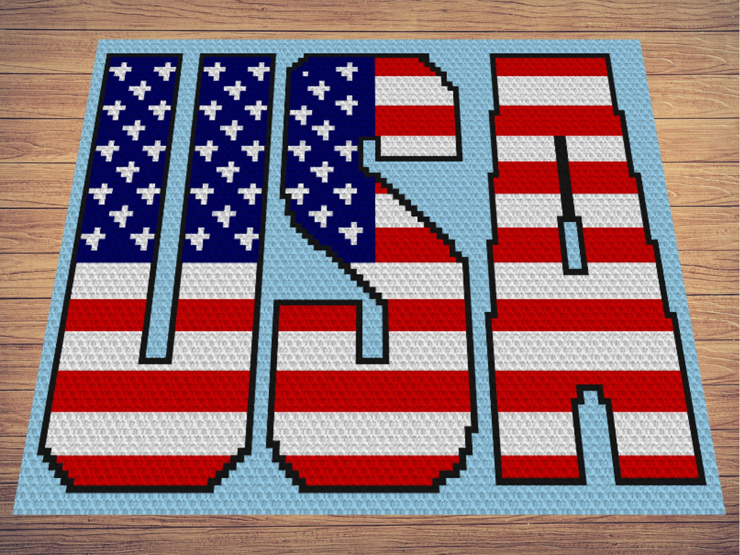 Patriotic USA Flag Graph + Written Pattern For C2C & Tapestry Crochet - Patriotic C2C Crochet Pattern - USA Crochet Blankets - Flag Blankets