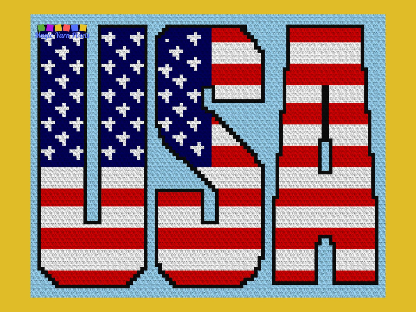 Patriotic USA Flag Graph + Written Pattern For C2C & Tapestry Crochet - Patriotic C2C Crochet Pattern - USA Crochet Blankets - Flag Blankets
