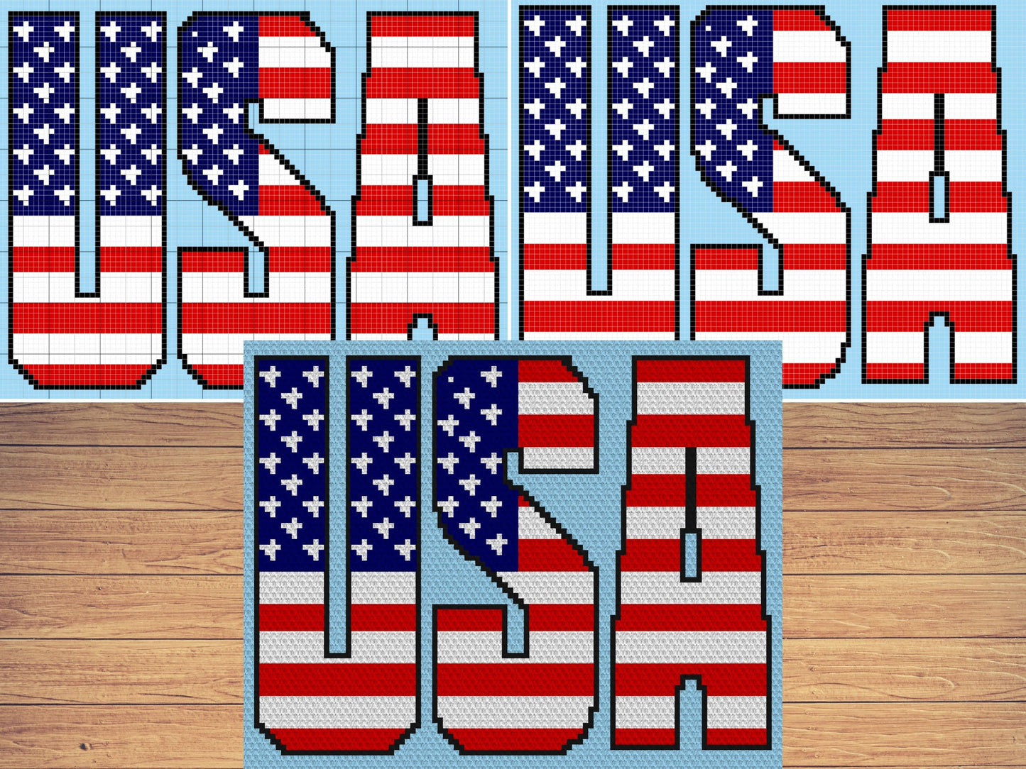 Patriotic USA Flag Graph + Written Pattern For C2C & Tapestry Crochet - Patriotic C2C Crochet Pattern - USA Crochet Blankets - Flag Blankets