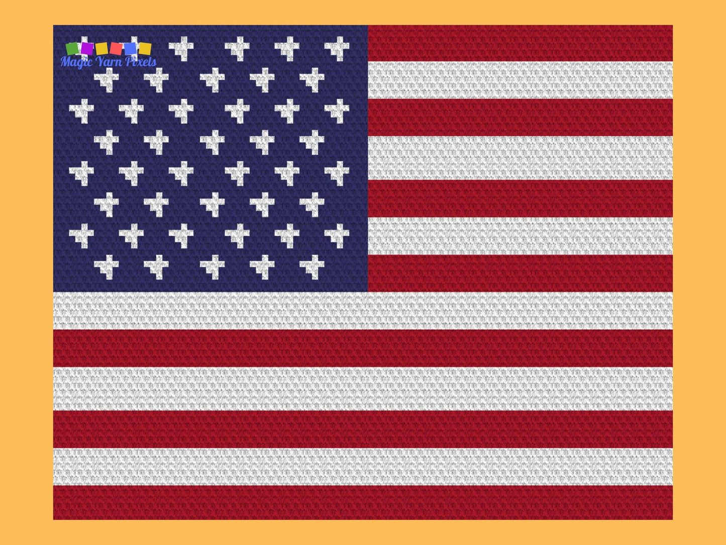 USA Flag Graph + Written Pattern For C2C Tapestry Crochet - Patriotic C2C Crochet Pattern - USA Crochet 4th of July Blankets - Flag Blankets