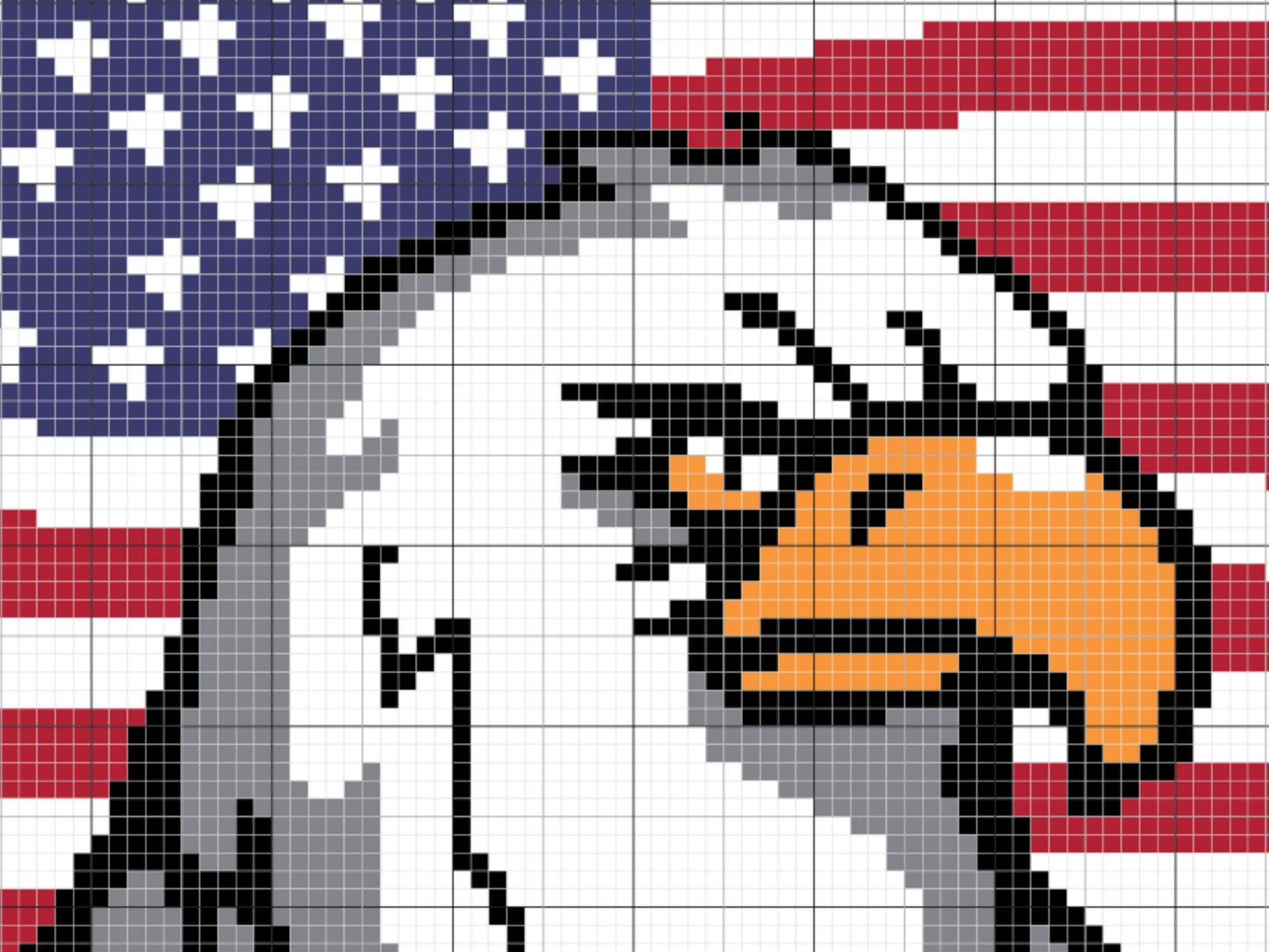 USA Flag Bald Eagle Graph + Written Pattern For C2C Tapestry Crochet - Patriotic C2C Crochet Patterns - USA Crochet 4th of July C2C Blankets