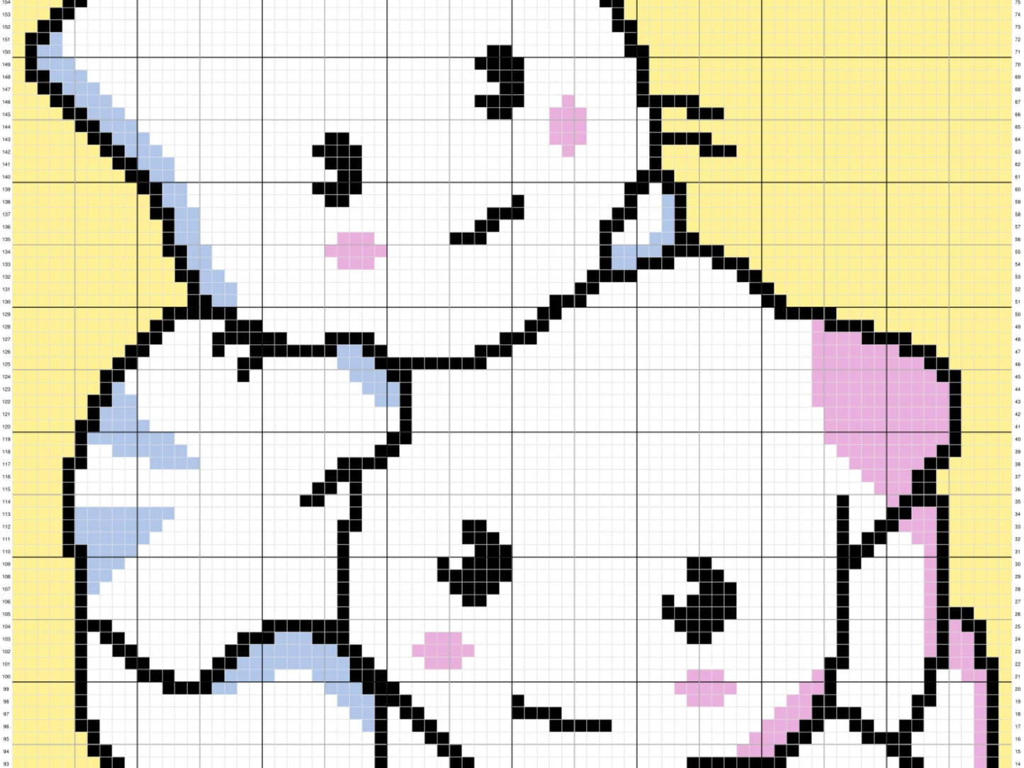 Two Kawaii Cats Graph + Written Pattern For C2C & Tapestry Crochet - Kawaii Cats Crochet Pattern - C2C Blanket Pattern Gifts For Cat Lovers