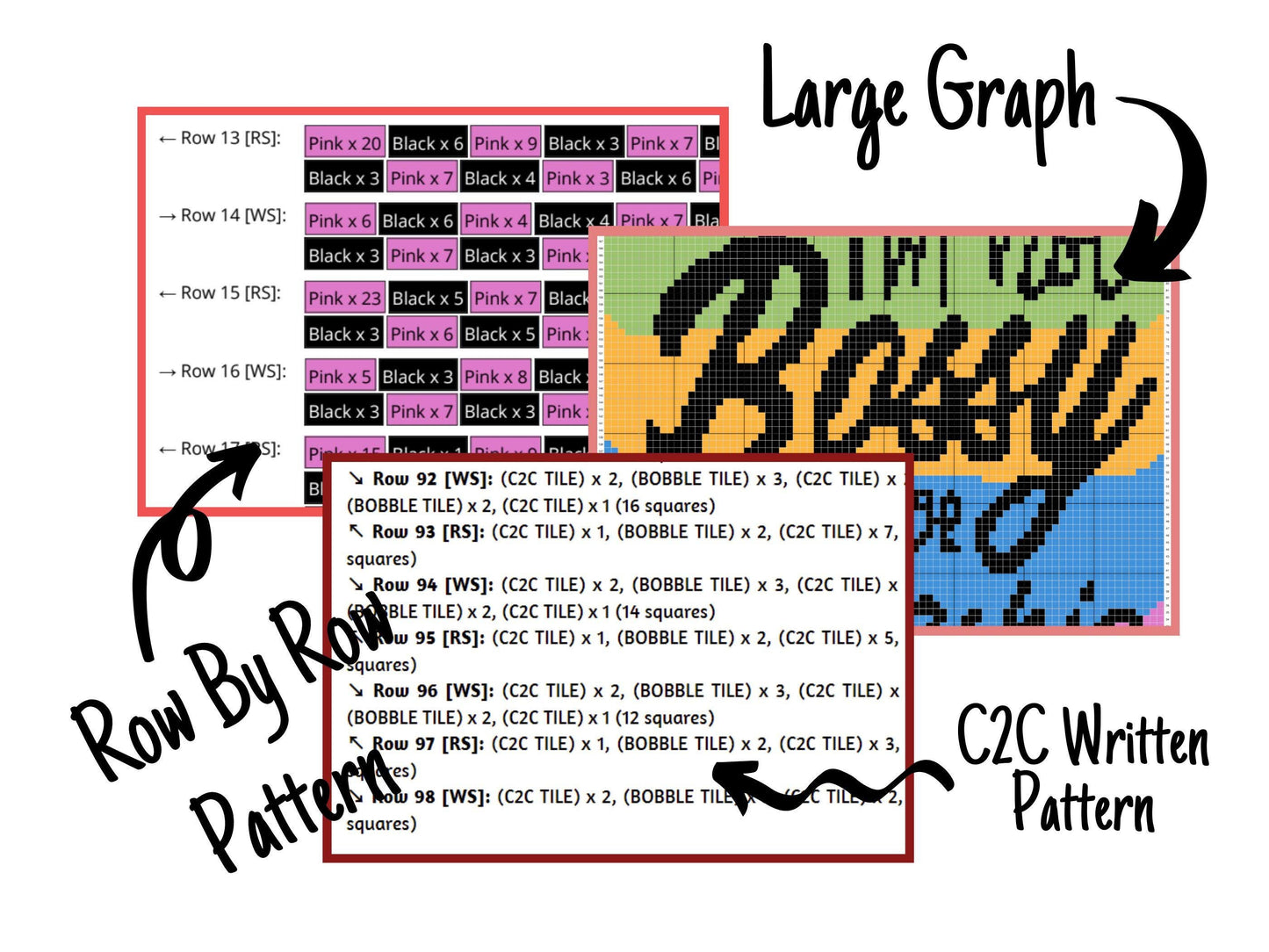 I'm Not Bossy Graph and Pattern C2C & Tapestry Crochet- Quote Graphgan - Leadership Crochet Blanket- Inspirational Gifts C2C Message Blanket