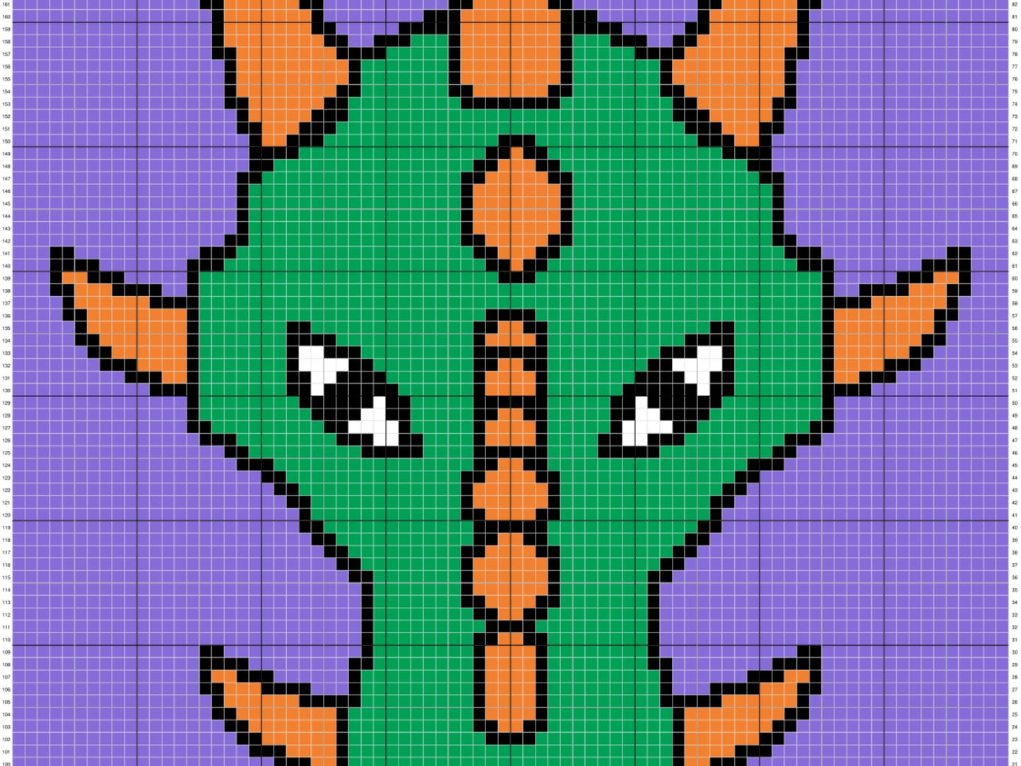 Medieval Dragon Graph + Written Pattern For C2C Tapestry Crochet - Medieval C2C Crochet Pattern - Crochet Dragon Blanket - Chinese Blankets