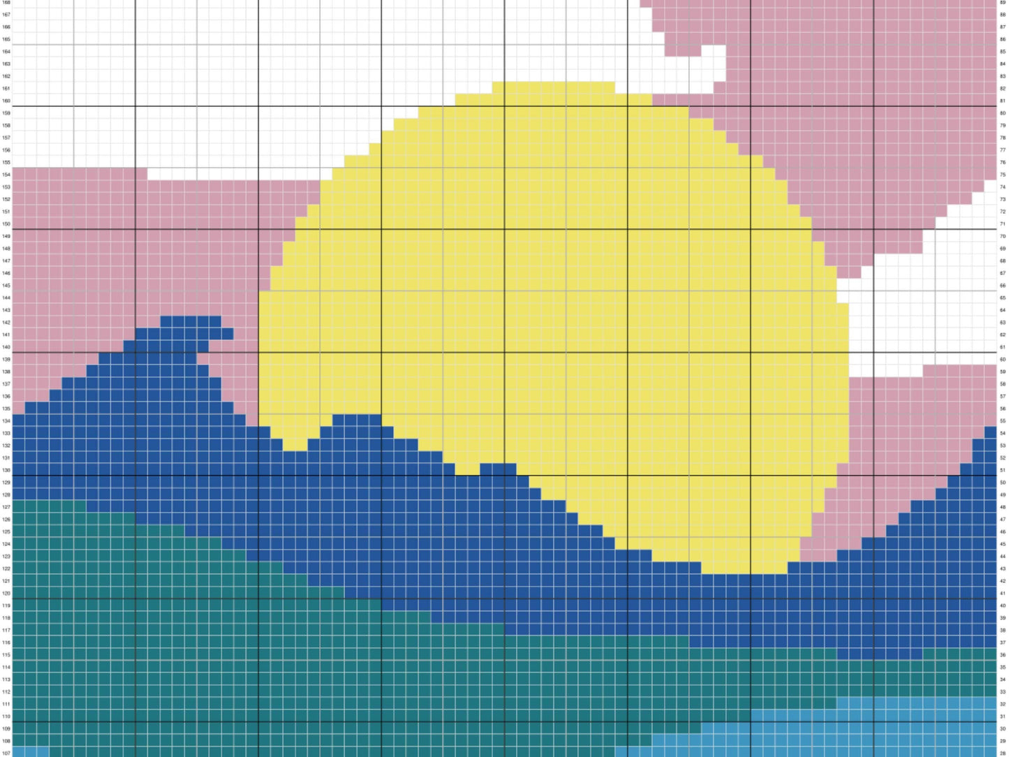 Moonrise Over The Ocean Graph and Pattern C2C Tapestry Crochet - Moonrise C2C Graphgan Crochet Moon Blanket - C2C Moonrise Baby Blanket Gift