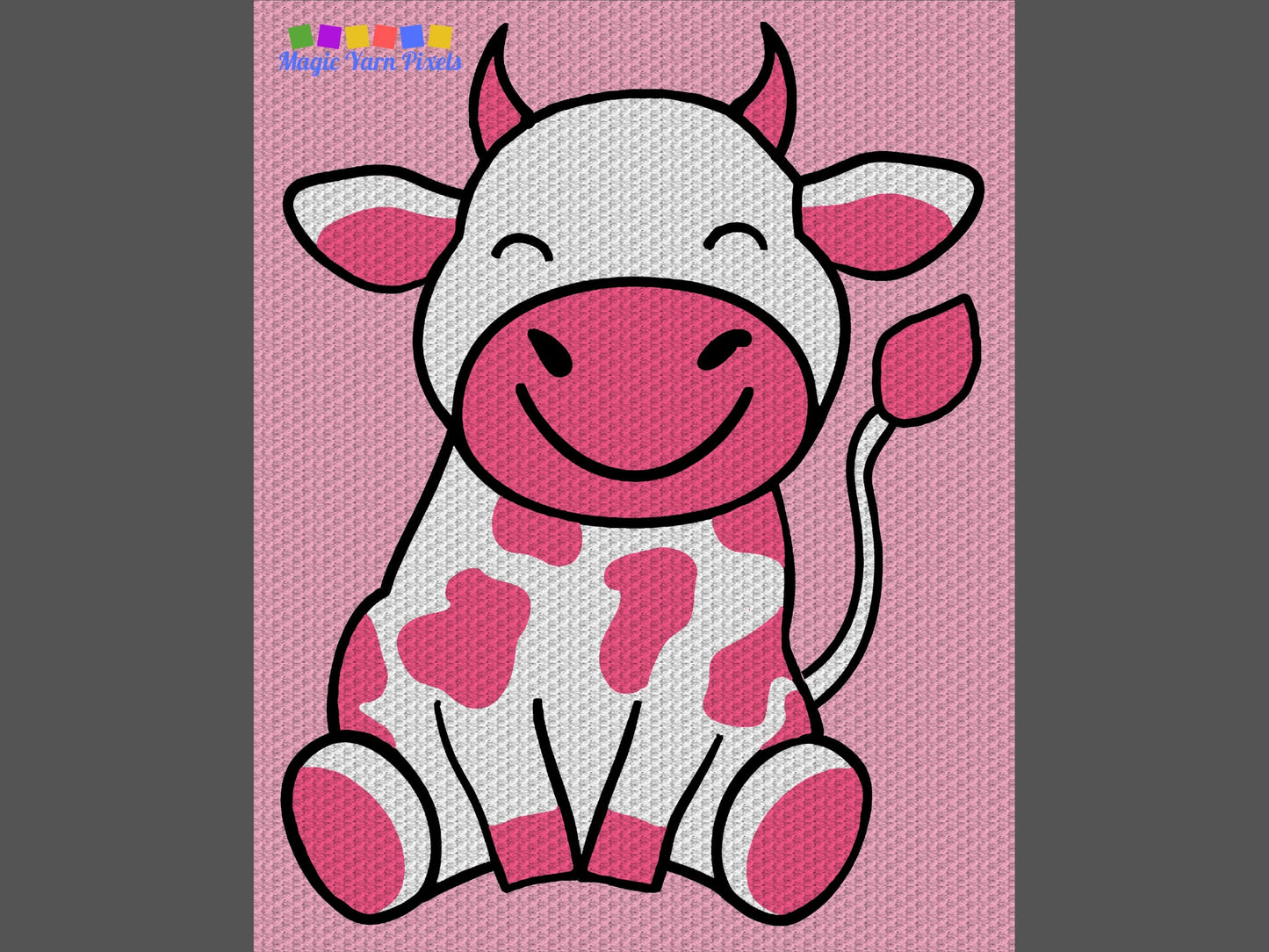 Cute Strawberry Cow + Written Pattern For C2C & Tapestry Crochet - Cow C2C Graphgan - Crochet Cow Blankets - Animal Baby Blanket Cow Afghans