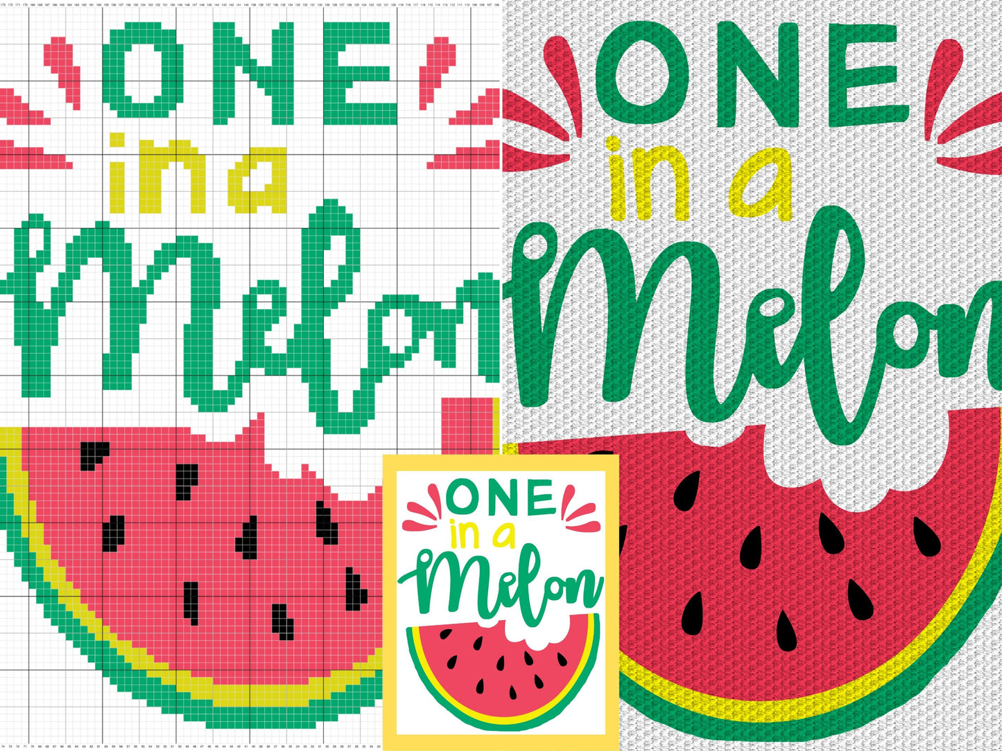 One In A Melon Graph + Written Pattern For C2C & Tapestry Crochet - C2C Quote Graphghan - Quote Crochet Blanket Summer Crochet Melon Afghan
