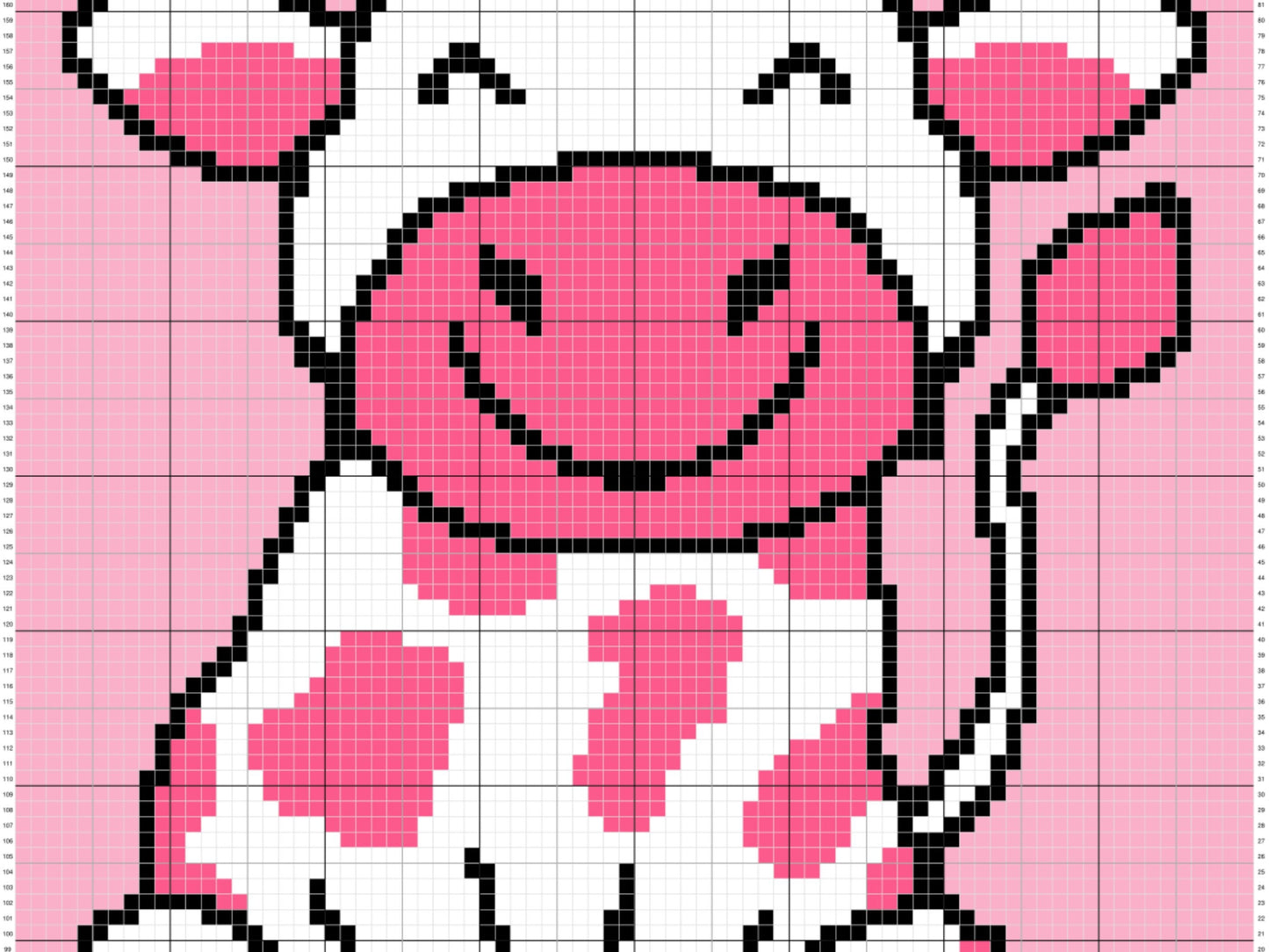 Cute Strawberry Cow + Written Pattern For C2C & Tapestry Crochet - Cow C2C Graphgan - Crochet Cow Blankets - Animal Baby Blanket Cow Afghans