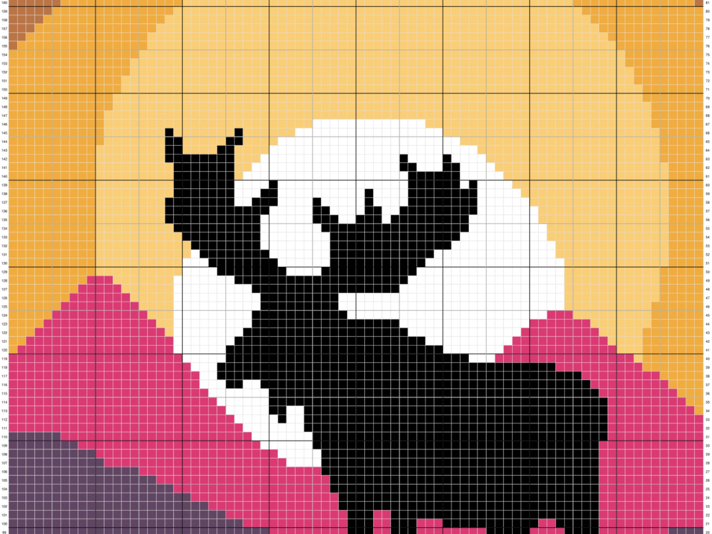 Moose Silhouette In Sunset Graph & Pattern C2C Tapestry Crochet Moose Blanket Graphgans - Mountain Moose Crochet Blankets C2C Moose Patterns