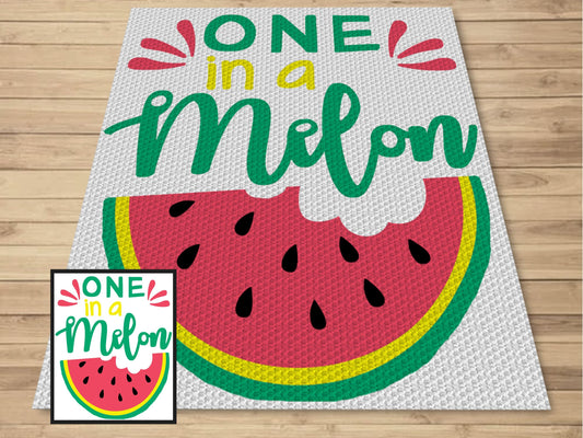 One In A Melon Graph + Written Pattern For C2C & Tapestry Crochet - C2C Quote Graphghan - Quote Crochet Blanket Summer Crochet Melon Afghan