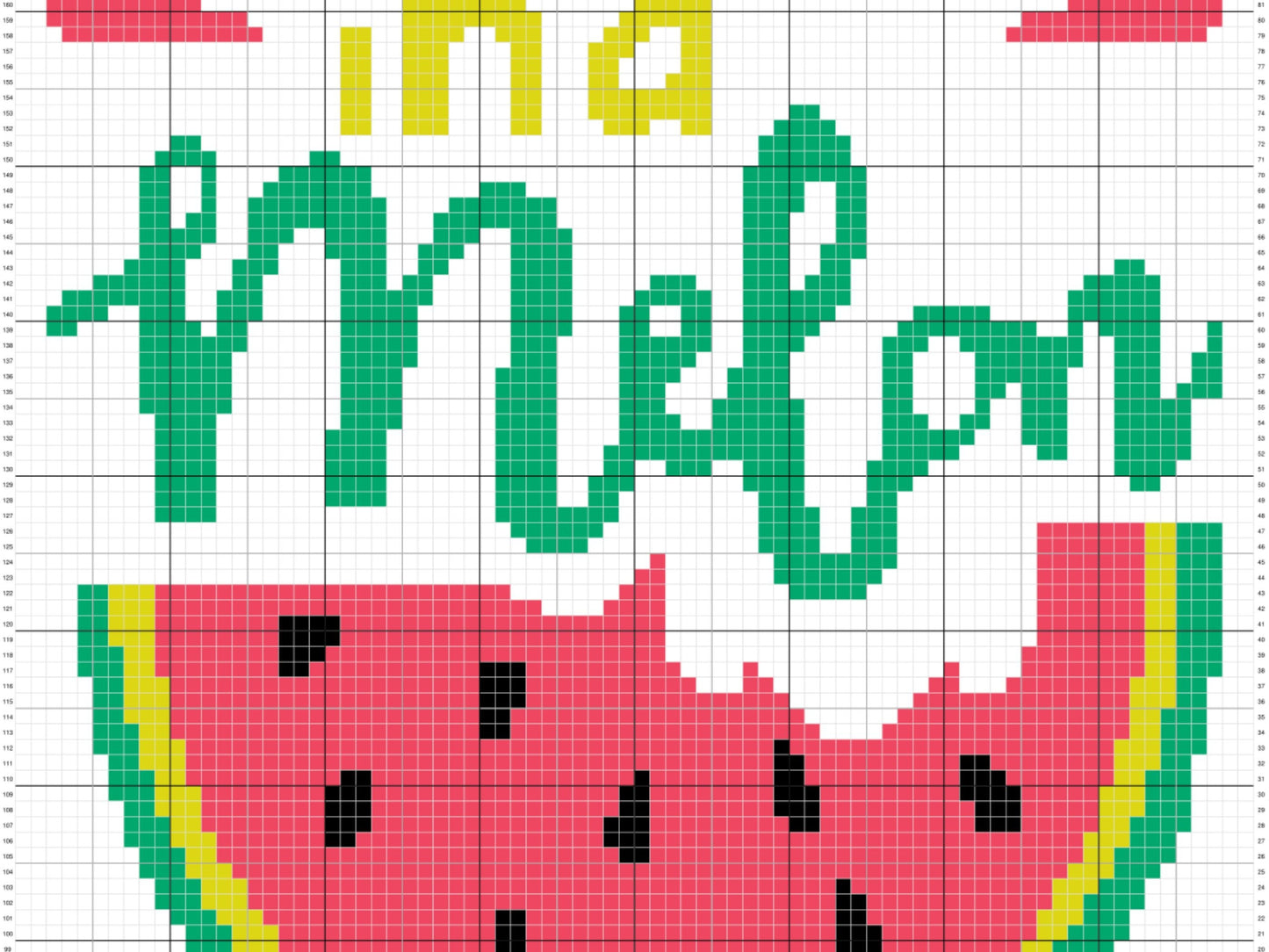 One In A Melon Graph + Written Pattern For C2C & Tapestry Crochet - C2C Quote Graphghan - Quote Crochet Blanket Summer Crochet Melon Afghan