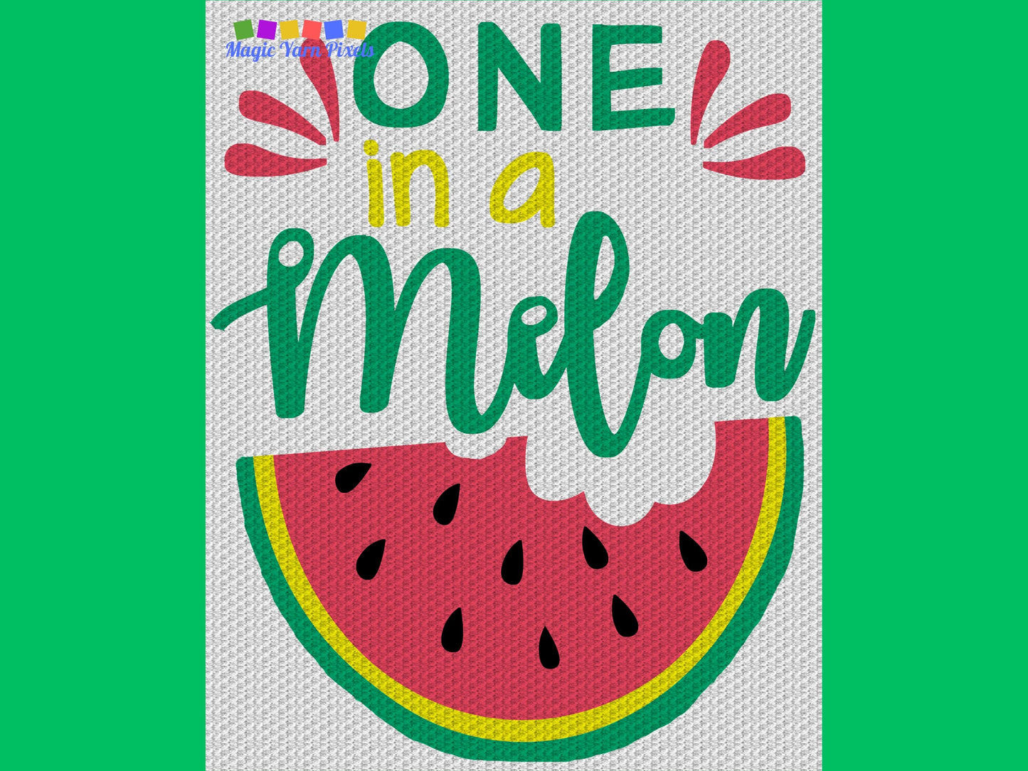 One In A Melon Graph + Written Pattern For C2C & Tapestry Crochet - C2C Quote Graphghan - Quote Crochet Blanket Summer Crochet Melon Afghan
