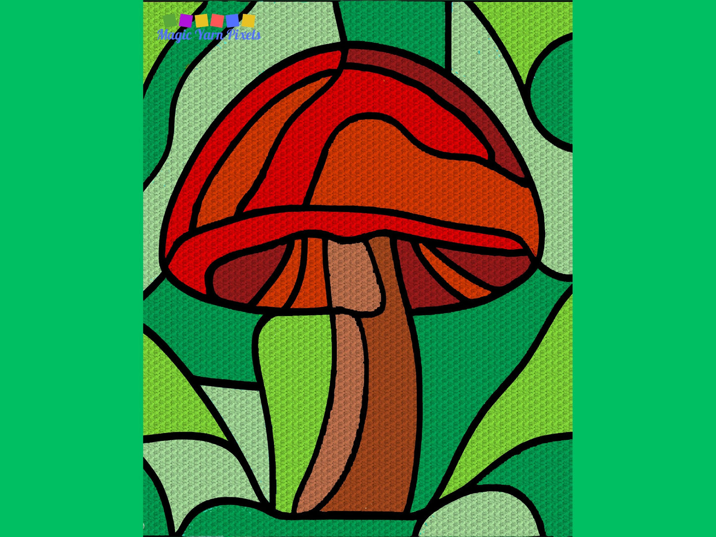 Stained Glass Mushroom Graph and Pattern C2C & Tapestry Crochet - Mushroom C2C Graphgans - Mushroom Crochet Blankets Patterns - C2C Mushroom